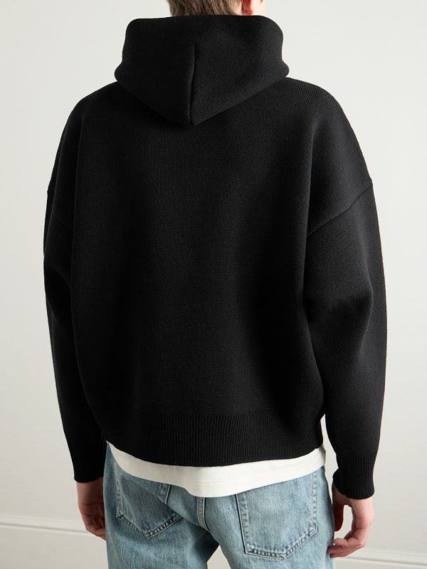 Eternal Oversized Logo-Jacquard Merino Wool Hoodie - BK Eternal Oversized Logo-Jacquard Merino Wool Hoodie - BK