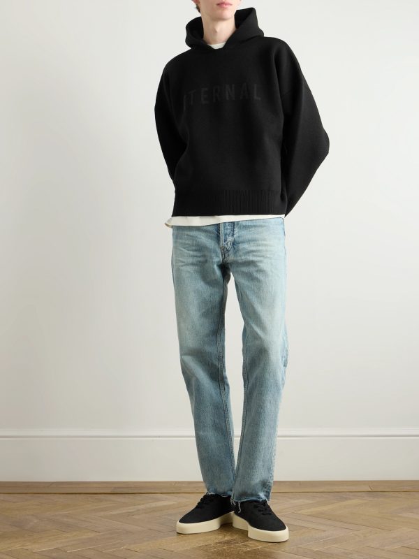 Eternal Oversized Logo-Jacquard Merino Wool Hoodie - OU Eternal Oversized Logo-Jacquard Merino Wool Hoodie - OU
