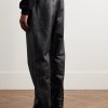 Forum Straight-Leg Croc-Effect Leather Drawstring Trousers - BK Forum Straight-Leg Croc-Effect Leather Drawstring Trousers - BK