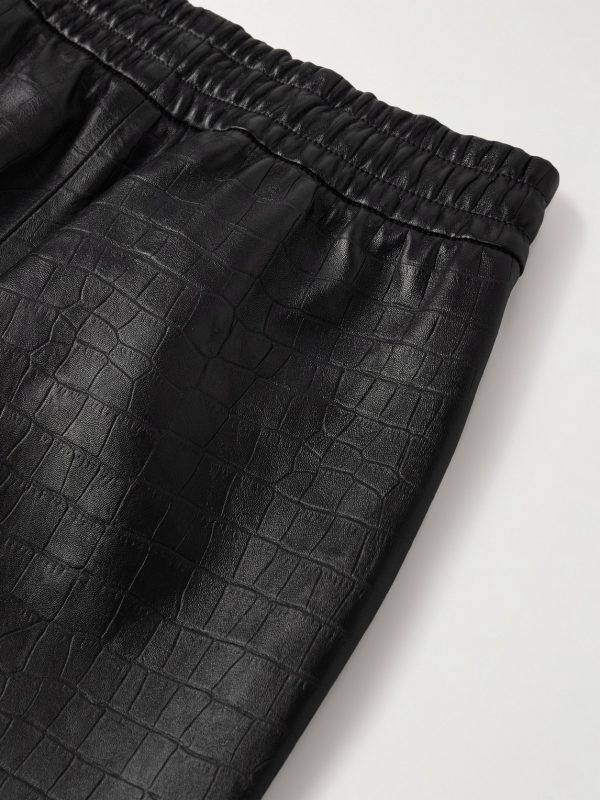 Forum Straight-Leg Croc-Effect Leather Drawstring Trousers - CU Forum Straight-Leg Croc-Effect Leather Drawstring Trousers - CU