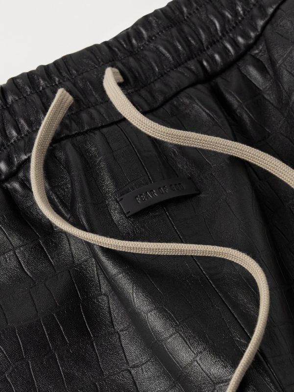 Forum Straight-Leg Croc-Effect Leather Drawstring Trousers - E1 Forum Straight-Leg Croc-Effect Leather Drawstring Trousers - E1