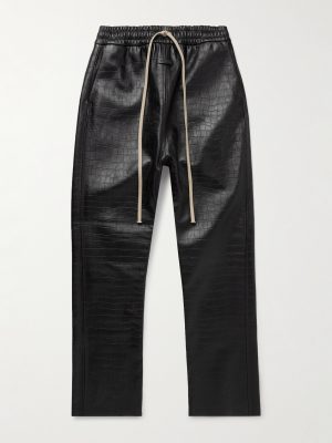 Forum Straight-Leg Croc-Effect Leather Drawstring Trousers Forum Straight-Leg Croc-Effect Leather Drawstring Trousers
