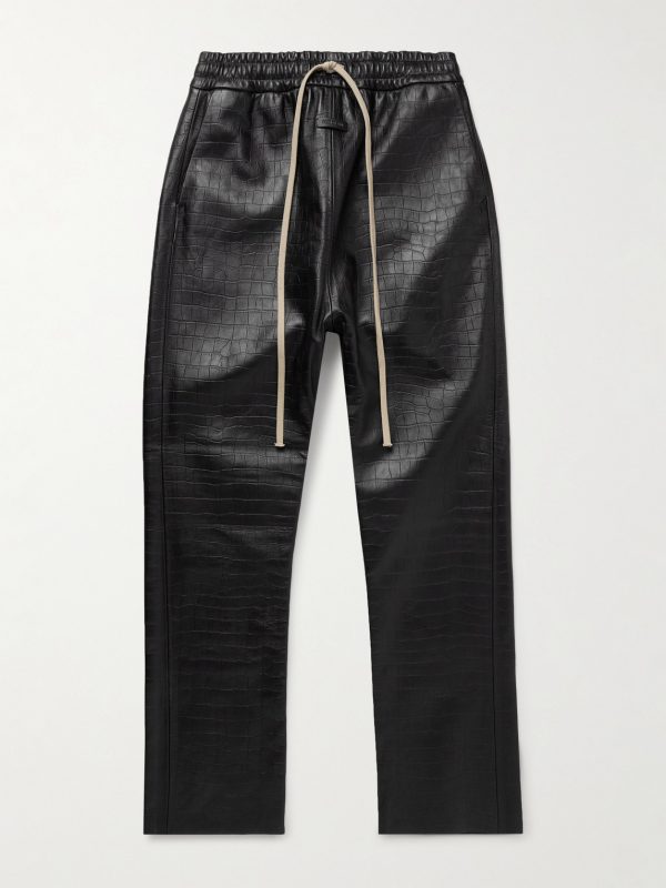 Forum Straight-Leg Croc-Effect Leather Drawstring Trousers Forum Straight-Leg Croc-Effect Leather Drawstring Trousers