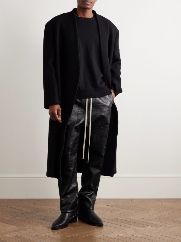 Forum Straight-Leg Croc-Effect Leather Drawstring Trousers - OU Forum Straight-Leg Croc-Effect Leather Drawstring Trousers - OU