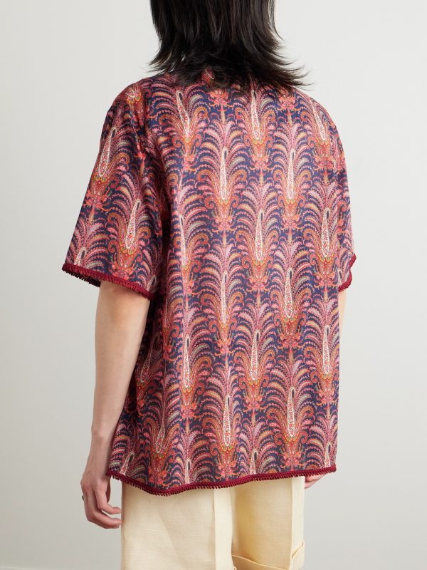 Camp-Collar Paisley-Print Cotton-Voile Shirt - BK Camp-Collar Paisley-Print Cotton-Voile Shirt - BK