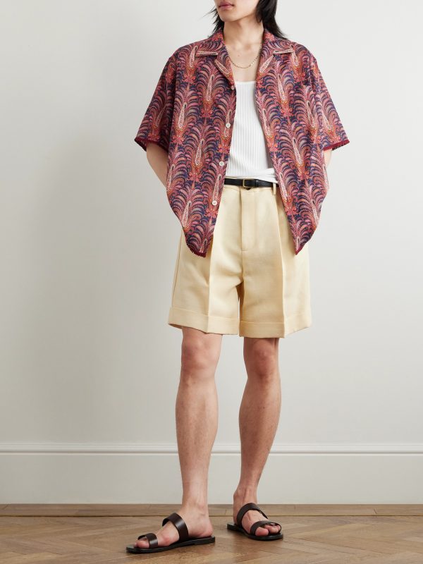 Camp-Collar Paisley-Print Cotton-Voile Shirt - OU Camp-Collar Paisley-Print Cotton-Voile Shirt - OU