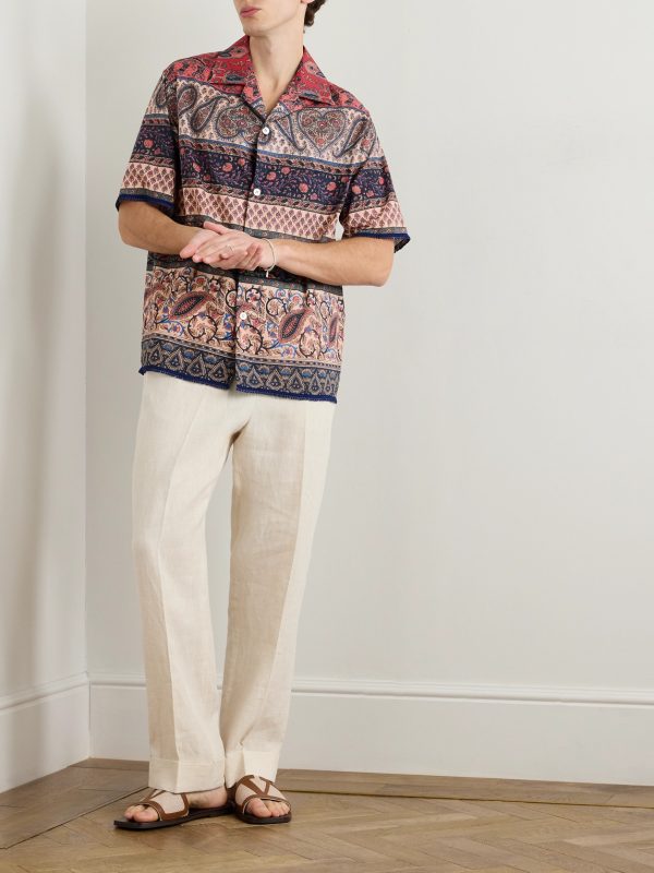 Camp-Collar Printed Cotton-Poplin Shirt - OU Camp-Collar Printed Cotton-Poplin Shirt - OU