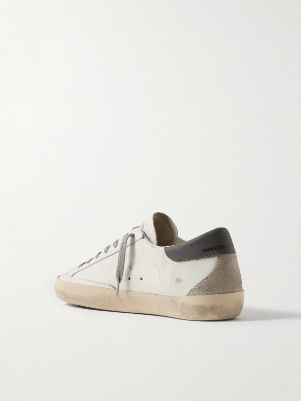 Super-Star Distressed Suede-Trimmed Leather Sneakers - BK