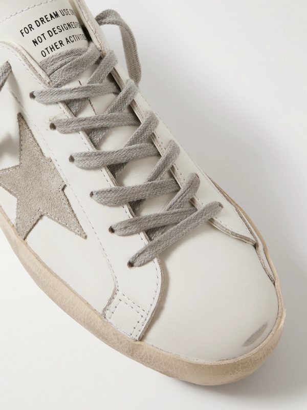 Super-Star Distressed Suede-Trimmed Leather Sneakers - CU