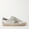 Super-Star Distressed Suede-Trimmed Leather Sneakers