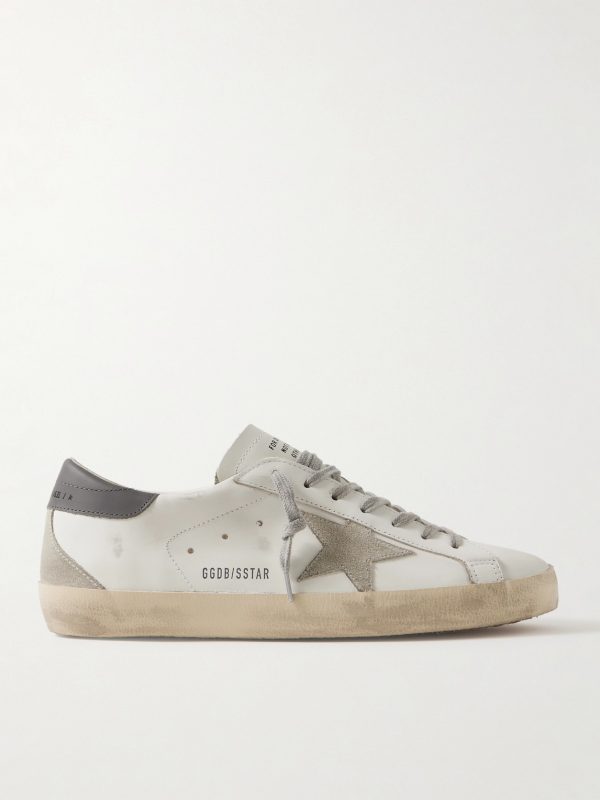 Super-Star Distressed Suede-Trimmed Leather Sneakers