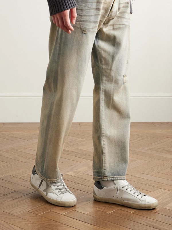 Super-Star Distressed Suede-Trimmed Leather Sneakers - OU