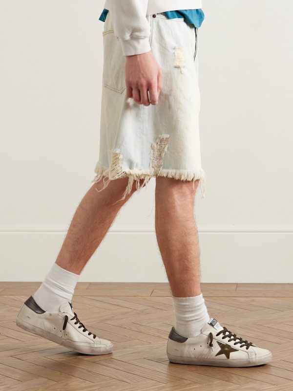 Super-Star Distressed Leather Sneakers - OU Super-Star Distressed Leather Sneakers - OU
