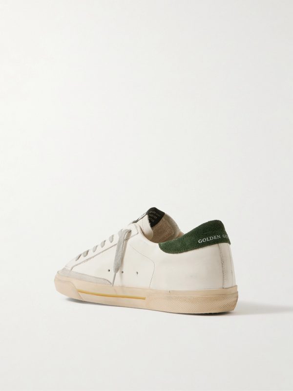 Superstar Suede-Trimmed Distressed Leather Sneakers - BK Superstar Suede-Trimmed Distressed Leather Sneakers - BK