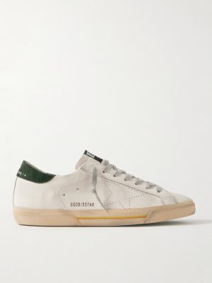 Superstar Suede-Trimmed Distressed Leather Sneakers