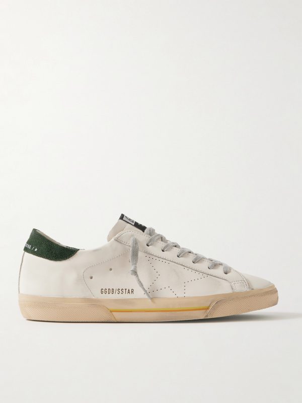 Superstar Suede-Trimmed Distressed Leather Sneakers Superstar Suede-Trimmed Distressed Leather Sneakers