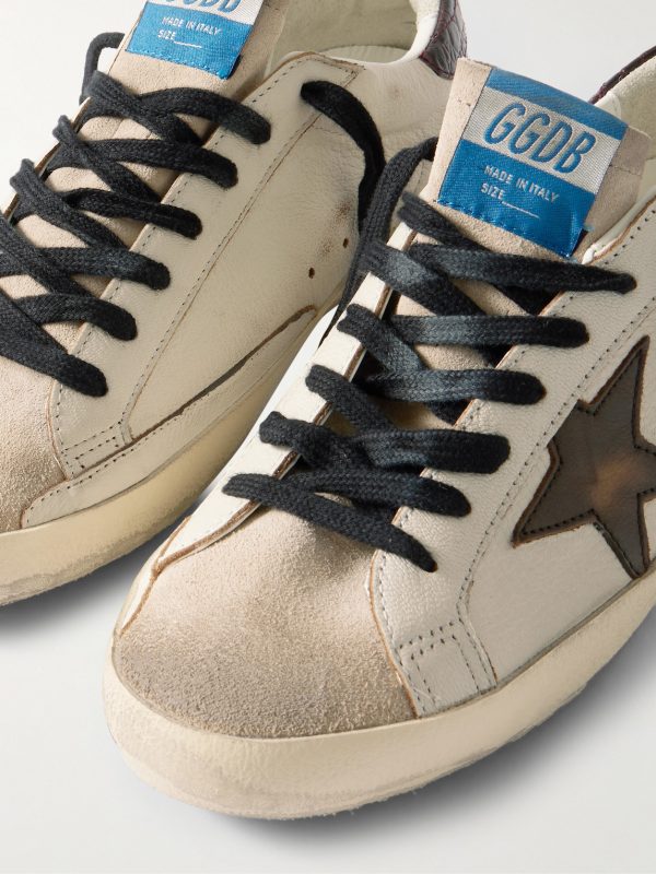 Super-Star Distressed Croc-Effect and Suede-Trimmed Leather Sneakers - CU Super-Star Distressed Croc-Effect and Suede-Trimmed Leather Sneakers - CU