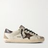 Super-Star Distressed Croc-Effect and Suede-Trimmed Leather Sneakers Super-Star Distressed Croc-Effect and Suede-Trimmed Leather Sneakers