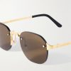 Santos de Cartier Rimless Oval-Frame Gold-Tone Sunglasses - CU Santos de Cartier Rimless Oval-Frame Gold-Tone Sunglasses - CU