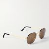 Santos de Cartier Rimless Oval-Frame Gold-Tone Sunglasses - FR Santos de Cartier Rimless Oval-Frame Gold-Tone Sunglasses - FR