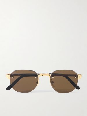 Santos de Cartier Rimless Oval-Frame Gold-Tone Sunglasses