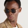 Santos de Cartier Rimless Oval-Frame Gold-Tone Sunglasses - OU Santos de Cartier Rimless Oval-Frame Gold-Tone Sunglasses - OU