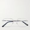 Santos de Cartier D-Frame Silver-Tone Titanium Optical Glasses Santos de Cartier D-Frame Silver-Tone Titanium Optical Glasses