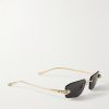 Panthère de Cartier Rimless Rectangle-Frame Gold-Tone Sunglasses - FR