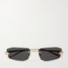 Panthère de Cartier Rimless Rectangle-Frame Gold-Tone Sunglasses