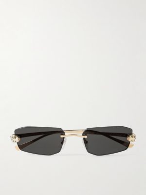 Panthère de Cartier Rimless Rectangle-Frame Gold-Tone Sunglasses Panthère de Cartier Rimless Rectangle-Frame Gold-Tone Sunglasses