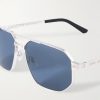 Santos de Cartier Aviator-Style Silver and Gold-Tone Sunglasses - CU Santos de Cartier Aviator-Style Silver and Gold-Tone Sunglasses - CU