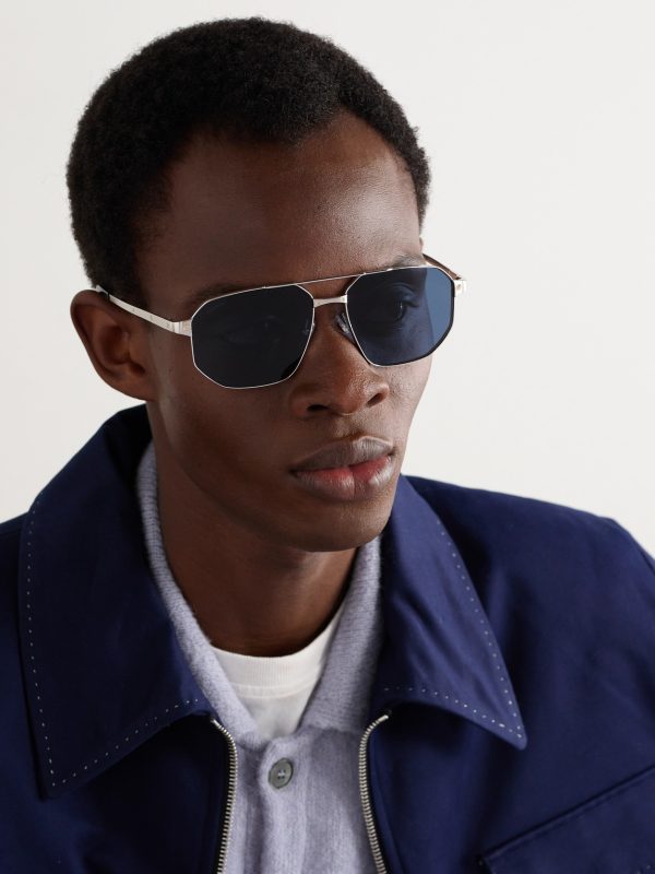 Santos de Cartier Aviator-Style Silver and Gold-Tone Sunglasses - OU Santos de Cartier Aviator-Style Silver and Gold-Tone Sunglasses - OU