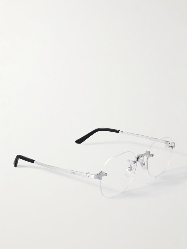 Santos de Cartier Rimless D-Frame Silver-Tone Optical Glasses - FR Santos de Cartier Rimless D-Frame Silver-Tone Optical Glasses - FR
