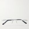 Santos de Cartier Rimless D-Frame Silver-Tone Optical Glasses Santos de Cartier Rimless D-Frame Silver-Tone Optical Glasses