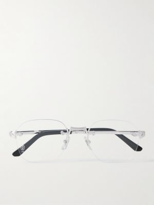 Santos de Cartier Rimless D-Frame Silver-Tone Optical Glasses