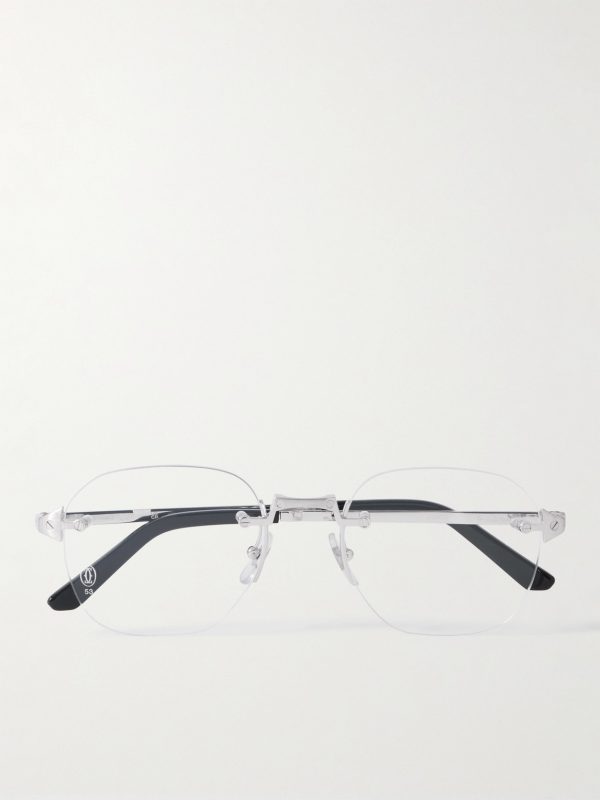 Santos de Cartier Rimless D-Frame Silver-Tone Optical Glasses Santos de Cartier Rimless D-Frame Silver-Tone Optical Glasses