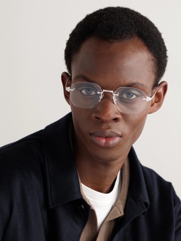 Santos de Cartier Rimless D-Frame Silver-Tone Optical Glasses - OU Santos de Cartier Rimless D-Frame Silver-Tone Optical Glasses - OU