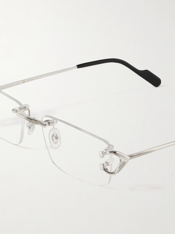 Rimless Rectangular-Frame Silver-Tone Optical Glasses - CU