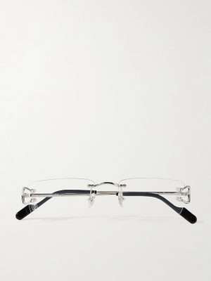 Rimless Rectangular-Frame Silver-Tone Optical Glasses