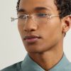 Rimless Rectangular-Frame Silver-Tone Optical Glasses - OU