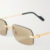 Rimless Rectangular-Frame Gold-Tone Sunglasses - CU Rimless Rectangular-Frame Gold-Tone Sunglasses - CU