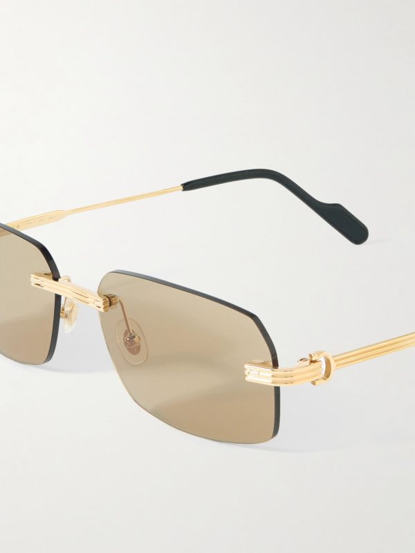 Rimless Rectangular-Frame Gold-Tone Sunglasses - CU Rimless Rectangular-Frame Gold-Tone Sunglasses - CU
