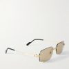 Rimless Rectangular-Frame Gold-Tone Sunglasses - FR Rimless Rectangular-Frame Gold-Tone Sunglasses - FR