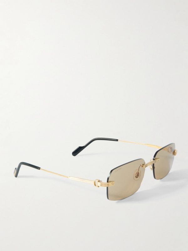 Rimless Rectangular-Frame Gold-Tone Sunglasses - FR Rimless Rectangular-Frame Gold-Tone Sunglasses - FR