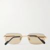 Rimless Rectangular-Frame Gold-Tone Sunglasses Rimless Rectangular-Frame Gold-Tone Sunglasses