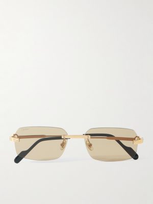 Rimless Rectangular-Frame Gold-Tone Sunglasses