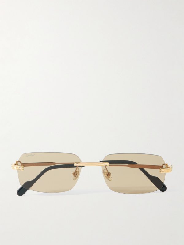 Rimless Rectangular-Frame Gold-Tone Sunglasses Rimless Rectangular-Frame Gold-Tone Sunglasses