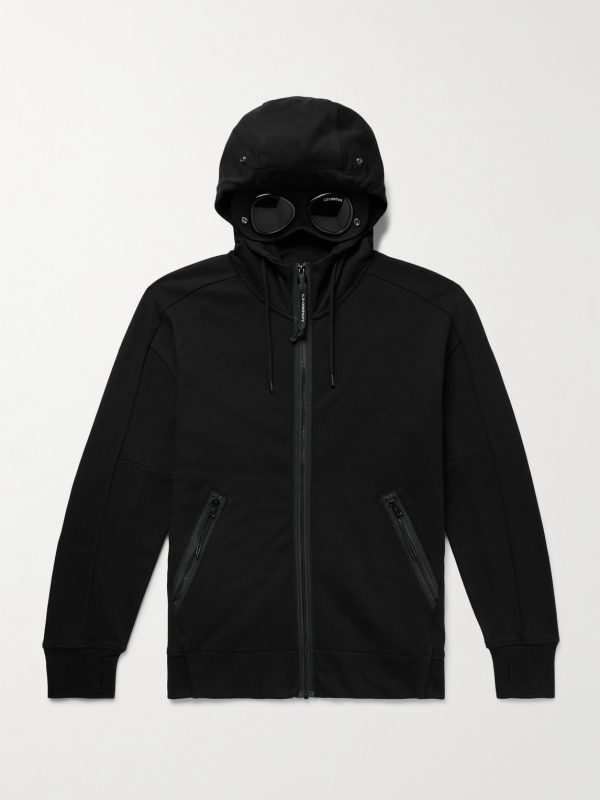Goggle Logo-Appliquéd Cotton-Jersey Zip-Up Hoodie