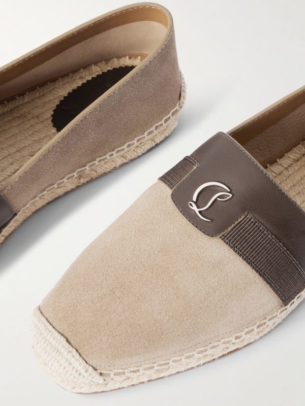 Alfarica Logo-Embellished Leather and Grosgrain-Trimmed Suede Espadrilles - CU Alfarica Logo-Embellished Leather and Grosgrain-Trimmed Suede Espadrilles - CU