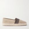 Alfarica Logo-Embellished Leather and Grosgrain-Trimmed Suede Espadrilles Alfarica Logo-Embellished Leather and Grosgrain-Trimmed Suede Espadrilles